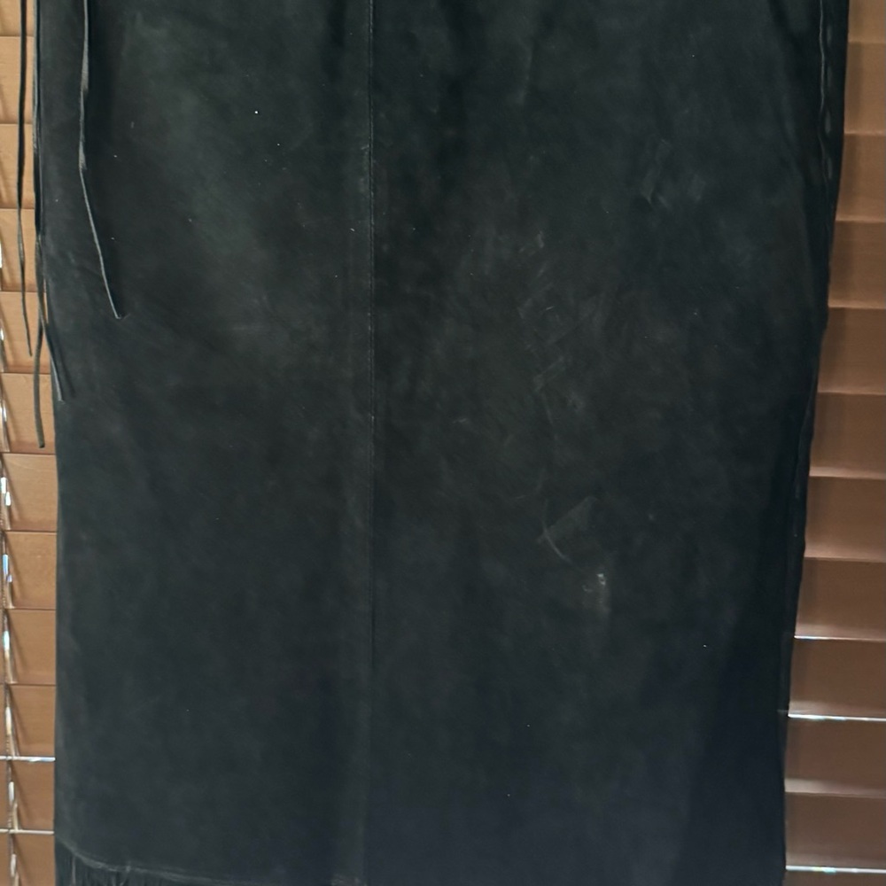 bebe Asymmetrical Black Leather Fringe Skirt - Picture 5 of 6